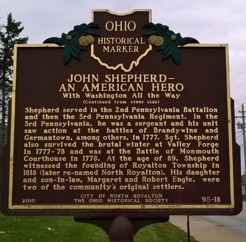 John Shepherd's Ohio historical marker back